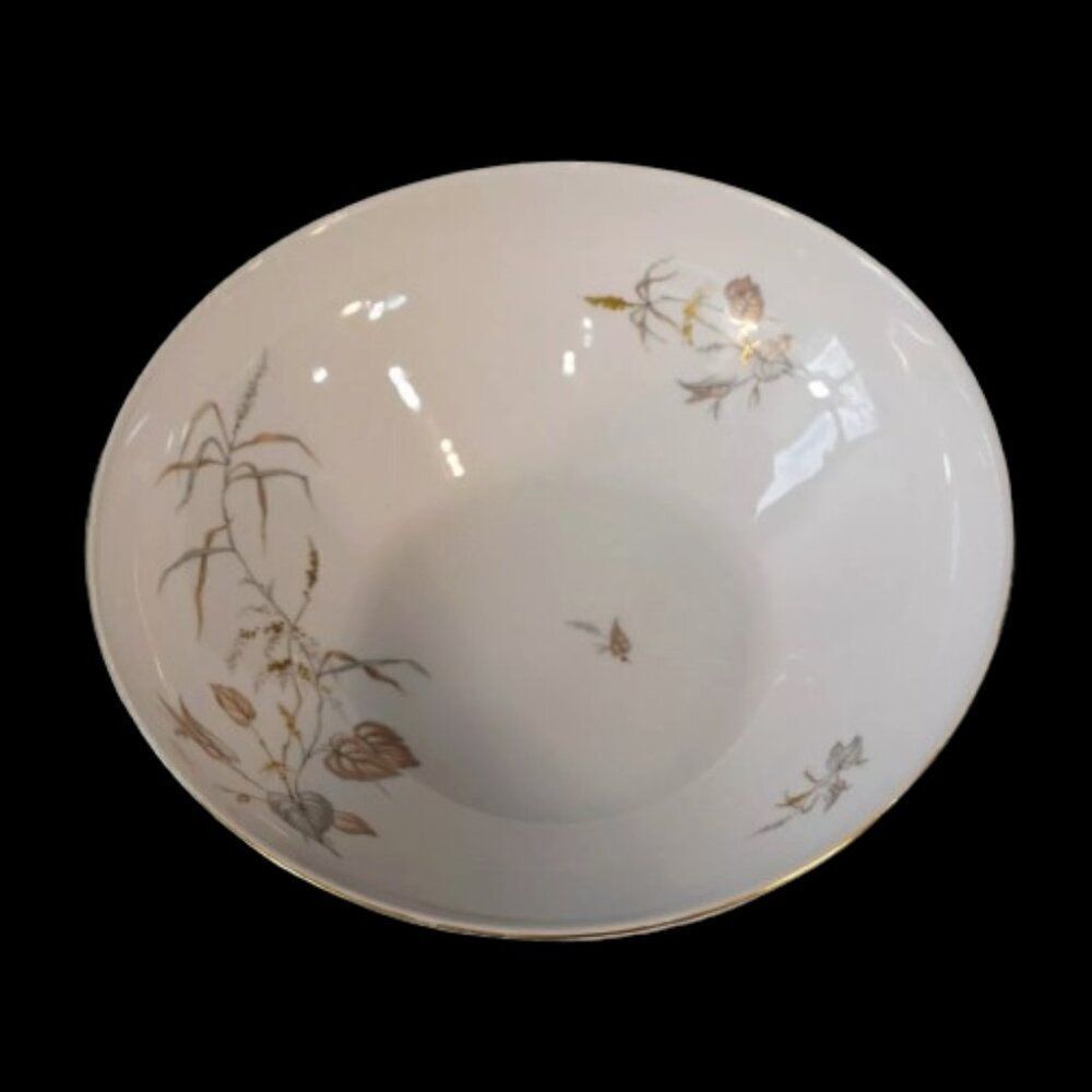 KPM Krister Germany Porcelain Serving Bowl Pattern 0683 Wheat Leaves Harvest